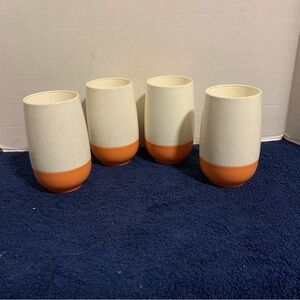 Elegant Two-Tone Ceramic Tumblers - White and Orange
